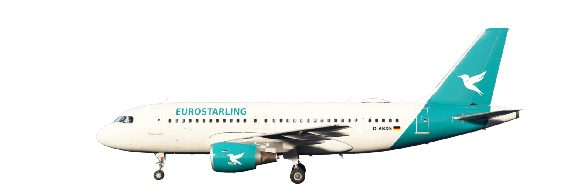 Airbus A319 in Eurostarling-Bemalung, Seitenansicht