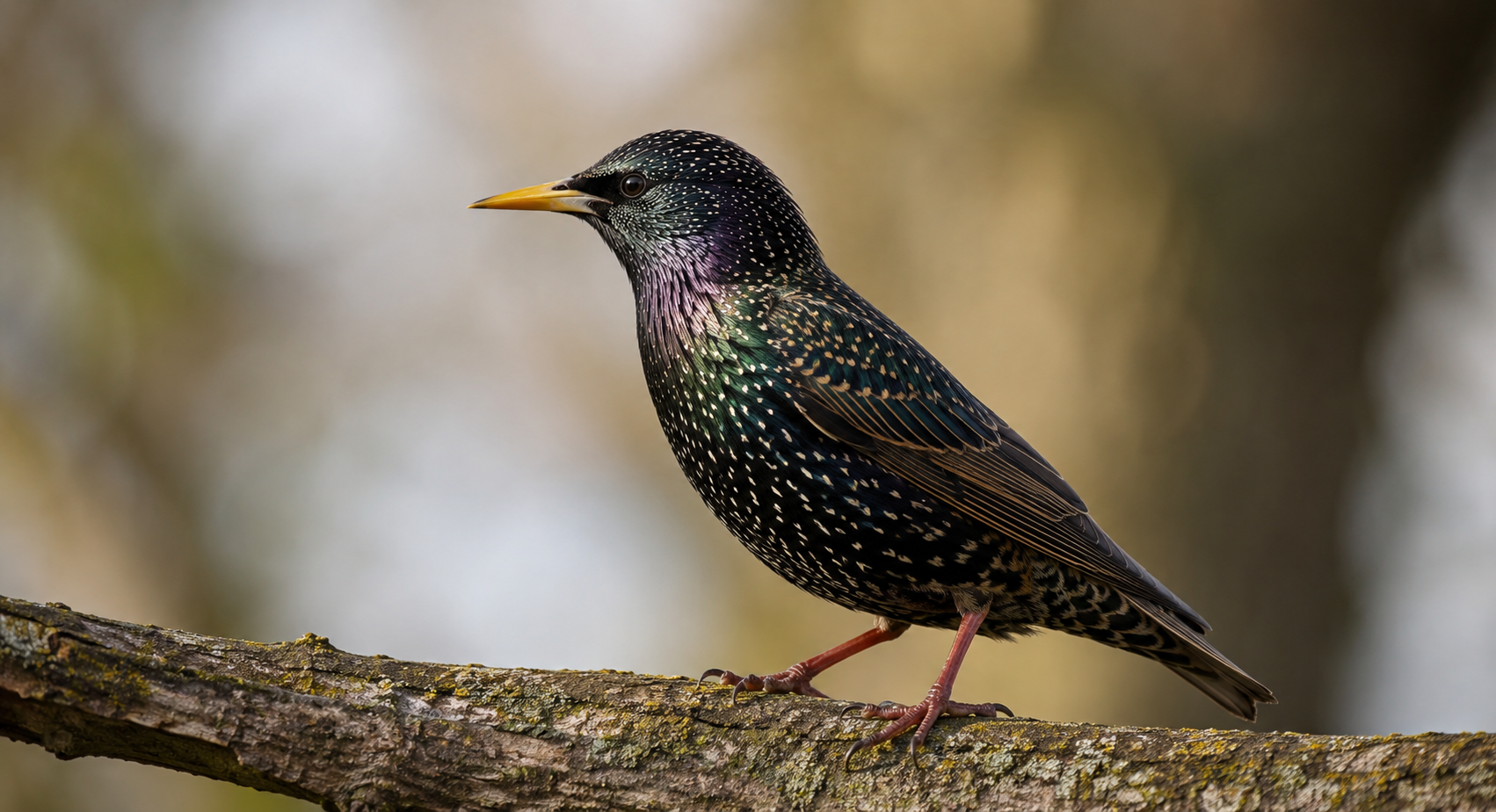 Ein Star (Sturnus vulgaris) im Flug